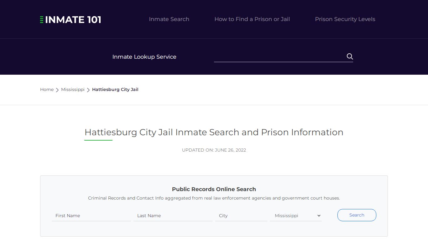 Hattiesburg City Jail Inmate Search, Visitation, Phone no ...